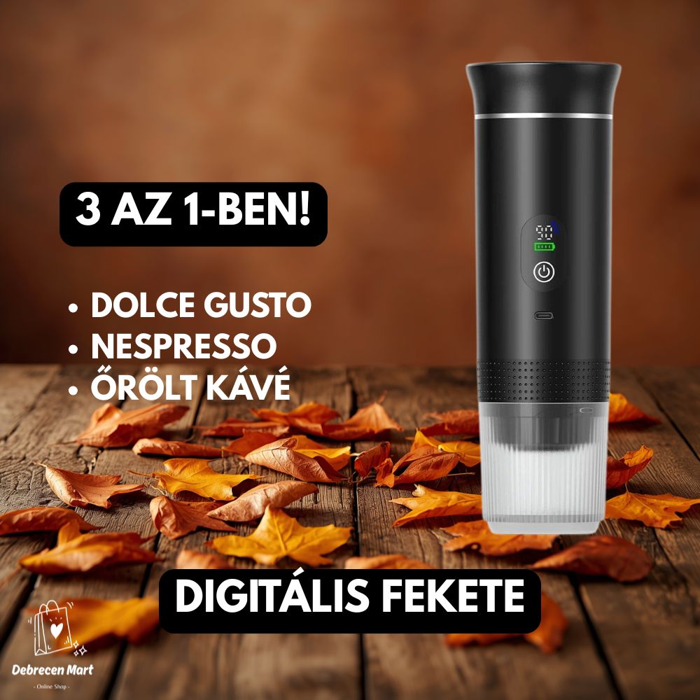 Hordozható mini kávéfőző - Új, digitális modell! 30 000 Ft felett ingyenes szállítás!