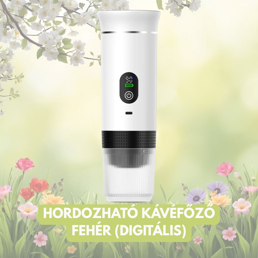 Hordozható mini kávéfőző - Új, digitális modell! 30 000 Ft felett ingyenes szállítás!