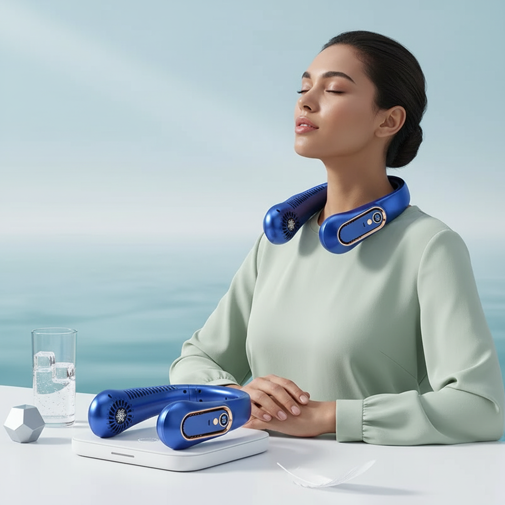 Prémium nyakventilátor digitális kijelzővel – újratölthető mini hűtőventilátor